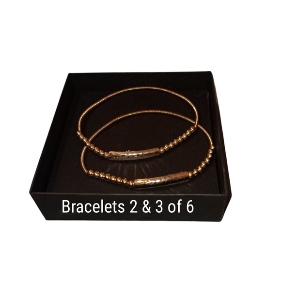 6 Piece Pink & Gold Stretchy Beaded Bracelet Set, NWOT - Picture 4 of 6